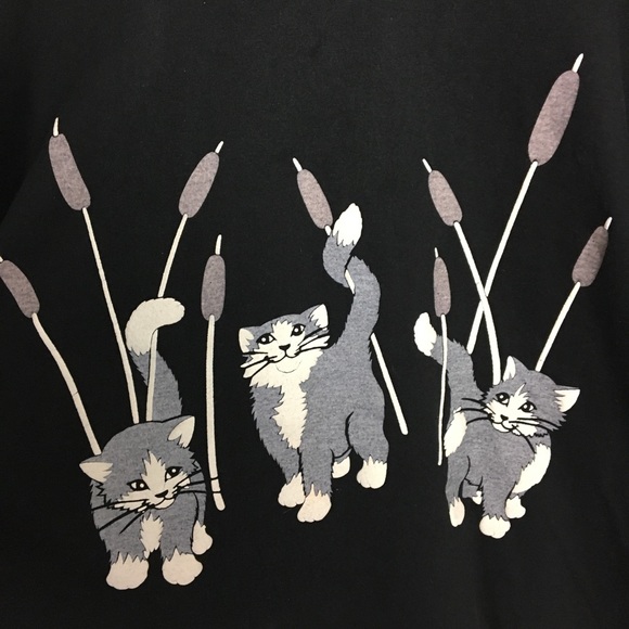 Vintage 80s Scarab San Francisco Cats Cattail Top - Picture 2 of 6